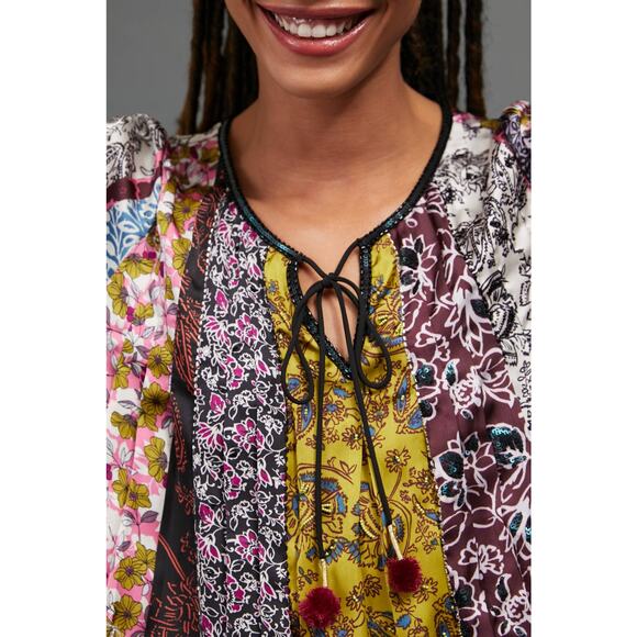 New Anthropologie x Daniel Rainn Corinne Peasant Blouse $158 PETITE SMALL Floral - Picture 3 of 6